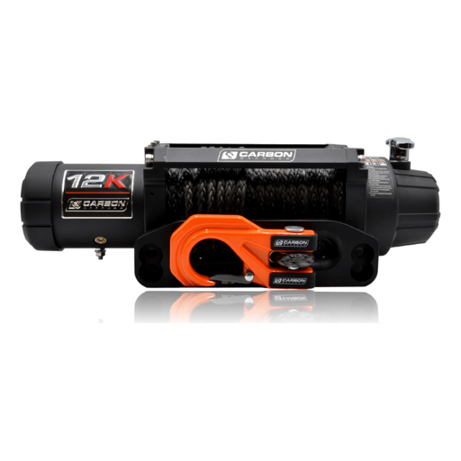 Carbon Winches Winch Carbon 12K 12000lb Electric Winch With Black Rope & Orange Hook VER. 3