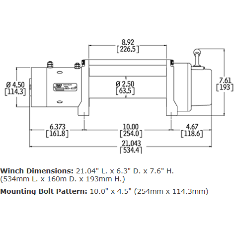 Warn Winch Warn M8000 12V Recovery Winch 30m Wire Rope // 24m Synthetic Rope
