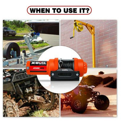X Bull Vehicles & Parts X-BULL Electric Winch 12v Synthetic Rope 4500LBS Wireless Remote ATV UTV 2041KG