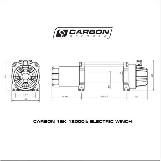 Carbon Winches 24 VOLT Carbon 12K 12000lb Electric Winch with Synthetic Rope