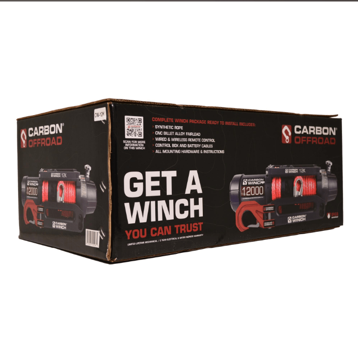 Carbon Winches 24 VOLT Carbon 12K 12000lb Electric Winch with Synthetic Rope