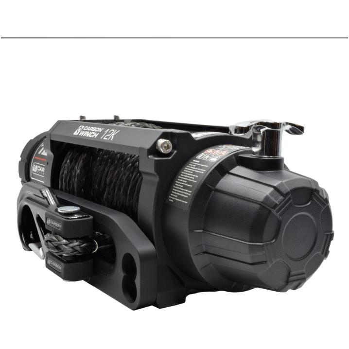 Carbon Winches Carbon 12K 12000lb Electric Winch With Black Rope & Blue Hook VER. 3