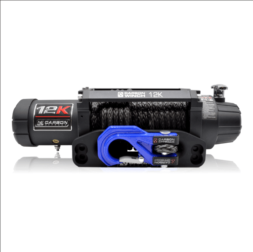 Carbon Winches Carbon 12K 12000lb Electric Winch With Black Rope & Blue Hook VER. 3