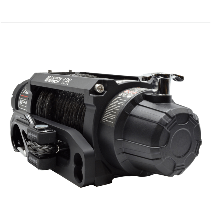Carbon Winches Carbon 12K 12000lb Electric Winch With Black Rope & Green Hook VER. 3