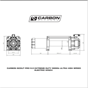 Carbon Winches Carbon Scout Pro 9.0 Extreme Duty 9000lb Ultra High Speed Electric Winch