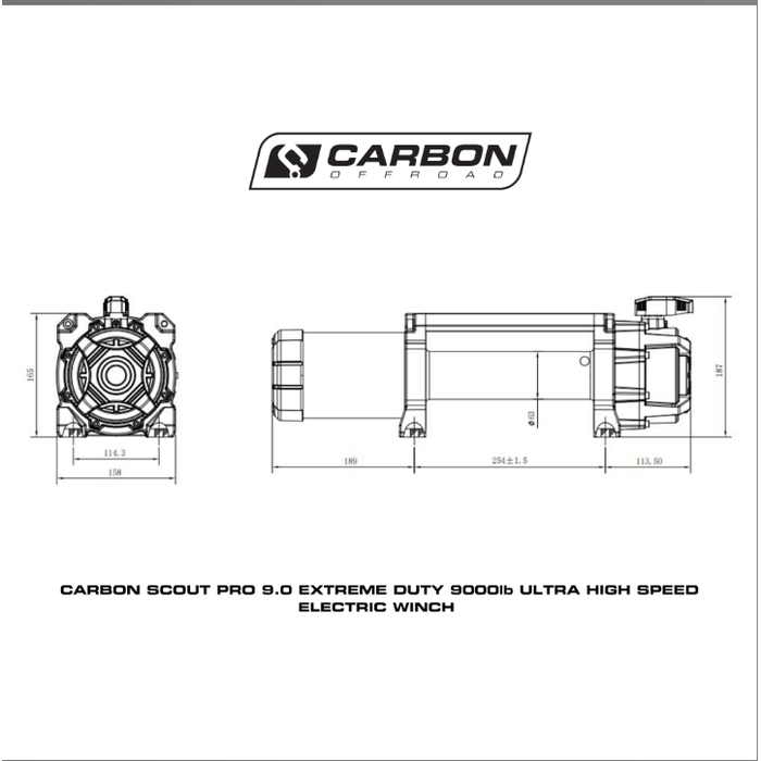 Carbon Winches Carbon Scout Pro 9.0 Extreme Duty 9000lb Ultra High Speed Electric Winch