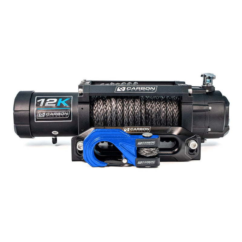 Carbon Winches Winch Blue Carbon 12K V3X 12V 12,000lb Winch with MegaPro Hook