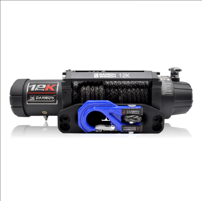 Carbon Winches Winch Carbon 12K 12000lb Electric Winch With Black Rope & Blue Hook VER. 3