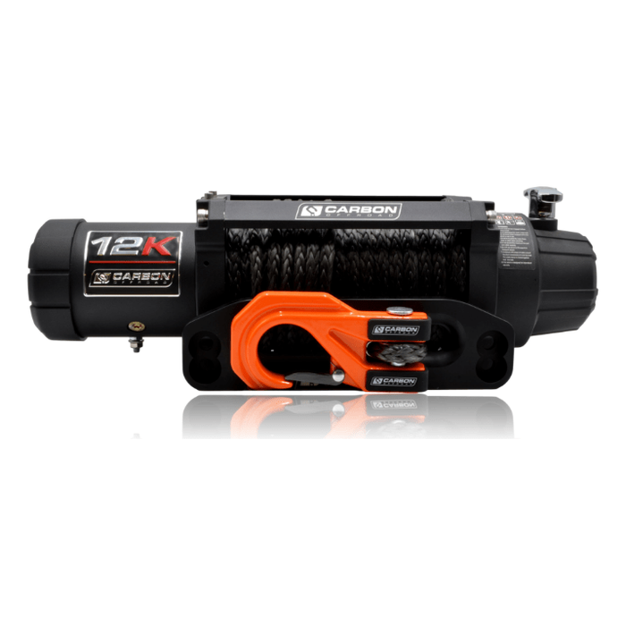 Carbon Winches Winch Carbon 12K 12000lb Electric Winch With Black Rope & Orange Hook VER. 3