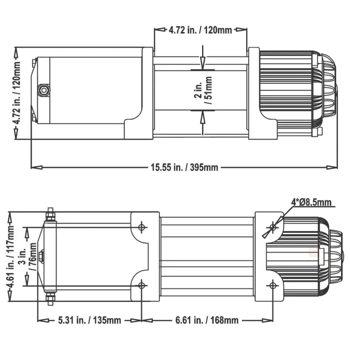 Carbon Winches Winch Carbon Offroad Tank 6000lb ATV UTV Small 4x4 Winch Kit IP66 12V