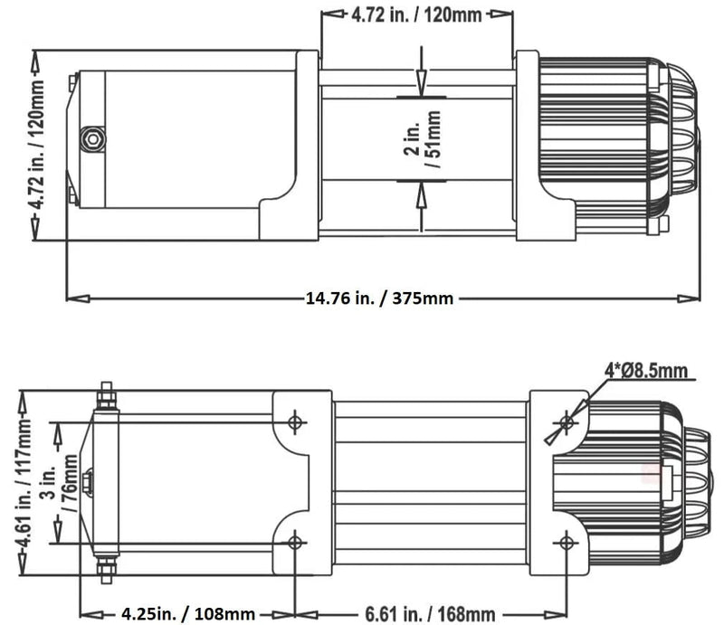 Carbon Winches Winch Carbon Winch 4500lb ATV Trailer with Synthetic Rope and Wireless Control - Fully Sealed