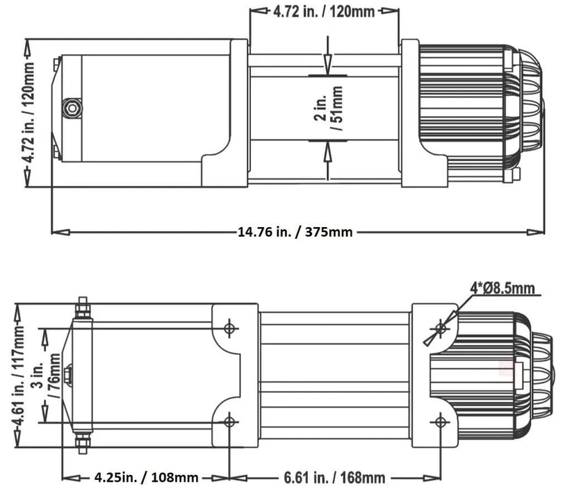 Carbon Winches Winch Carbon Winch 4500lb ATV Trailer with Synthetic Rope and Wireless Control - Fully Sealed