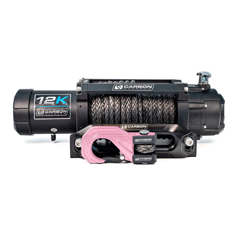 Carbon Winches Winch Pink Carbon 12K V3X 12V 12,000lb Winch with MegaPro Hook