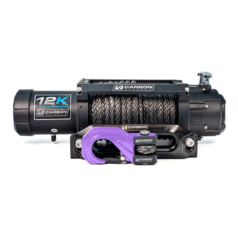 Carbon Winches Winch Purple Carbon 12K V3X 12V 12,000lb Winch with MegaPro Hook