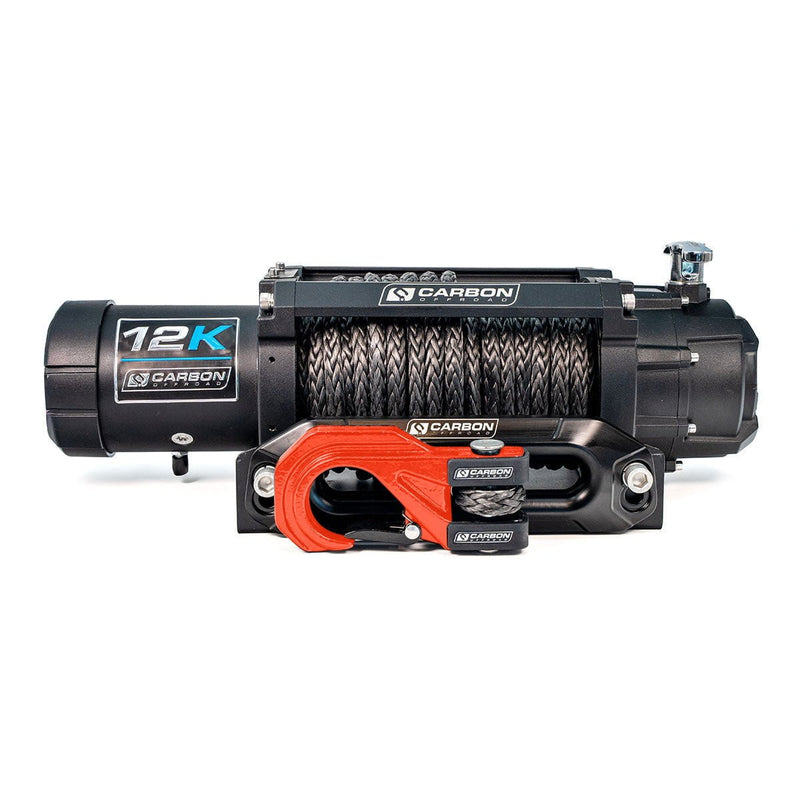 Carbon Winches Winch Red Carbon 12K V3X 12V 12,000lb Winch with MegaPro Hook