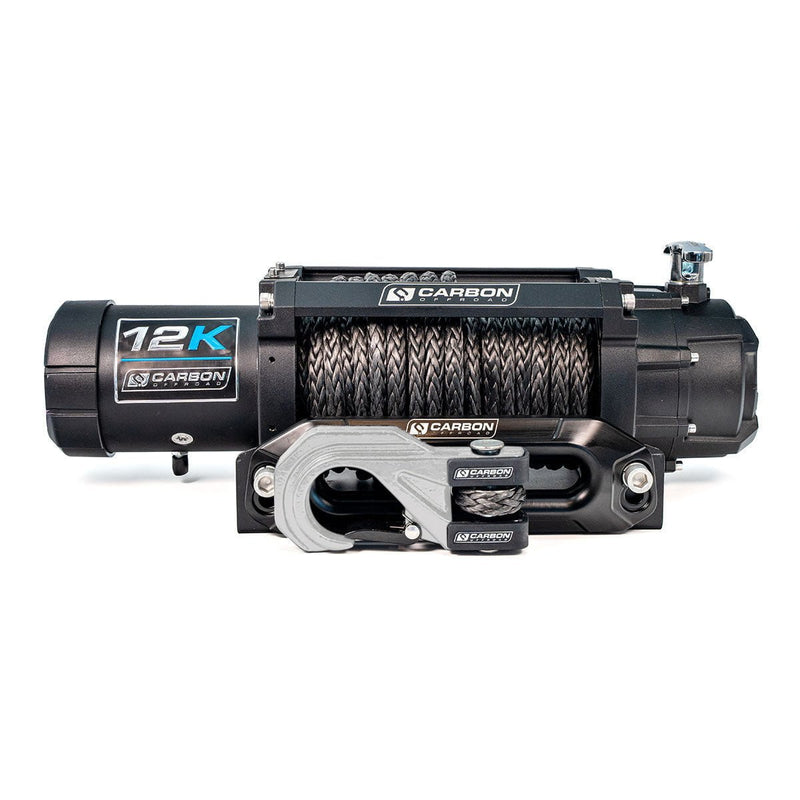 Carbon Winches Winch Silver Carbon 12K V3X 12V 12,000lb Winch with MegaPro Hook