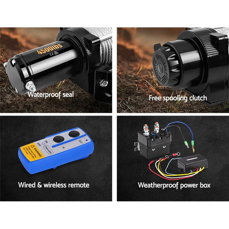 Giantz Winches 4500LBS Electric Winch ATV | 12v