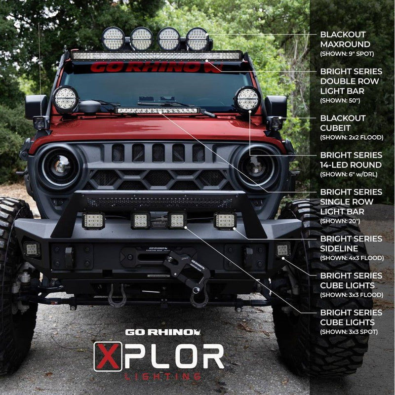 Go Rhino lighting Go Rhino Bright Series LED Lights - Two Round 6" LED Driving Light Kit W/Daytime Running Light