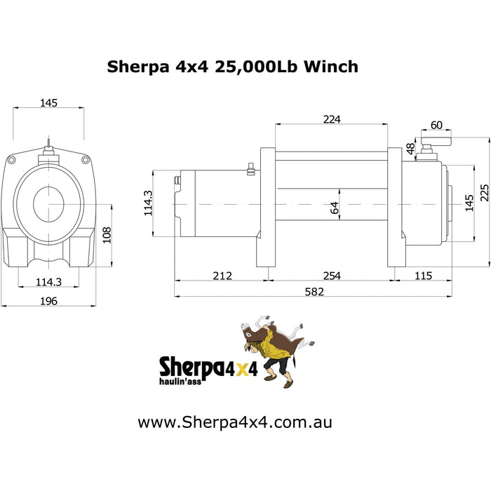Sherpa 4X4 Electric winch Sherpa 4X4 Stallion 25000 lb Electric Winch