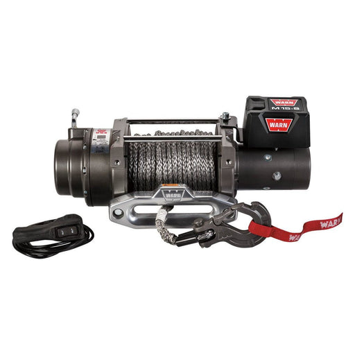 Warn winch WARN M15-S Recovery Electric Winch | 97730 | 15000lb 12V Spydura Pro Synthetic Rope & Hawse Fairlead