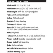 Warn Winch Warn VRX 25 ATV WINCH 15m Wire Rope
