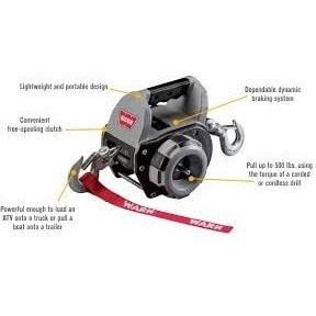Warn Winches Warn Drill Powered Portable Winch 12.2m wire rope