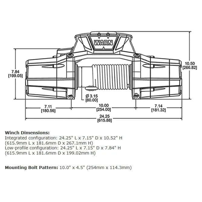 Warn Winches Warn zeon platinum 12v winch 24m wire rope, zeon-pl-12k-92820