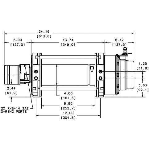 WARN 74125 Series 18 Hydraulic Winch - 18,000 Lb Pulling Capacity, 7.3 Cu In Motor, Heavy Duty