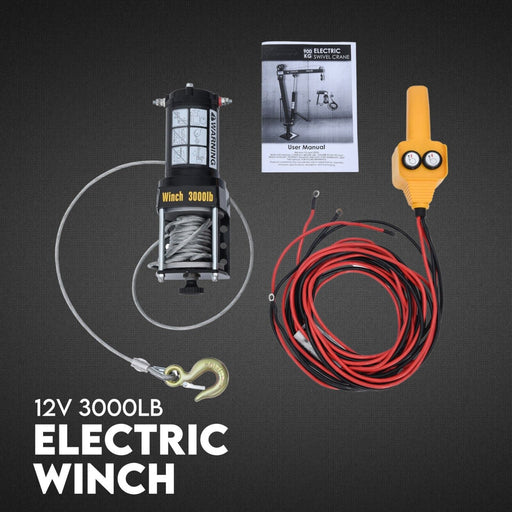 Winchworld Electric Hoists 900kg Swivel Hydraulic Crane Hoist 12V Electric Jack / Ute crane