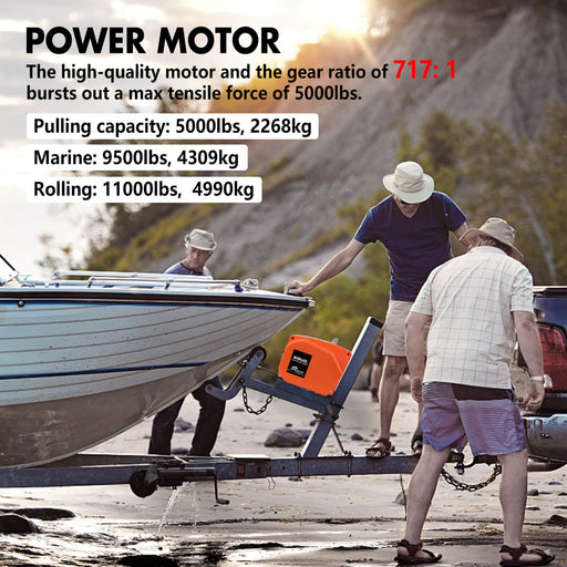 X Bull trailer winch X-BULL 5000LB 12V Electric Boat Trailer Winch with Wireless Remote & Steel Cable – Portable Marine Winch