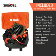 X Bull Vehicle Parts & Accessories X-BULL 11PC 4WD Winch Recovery Kit – Off Road Recovery Pack with Snatch Strap