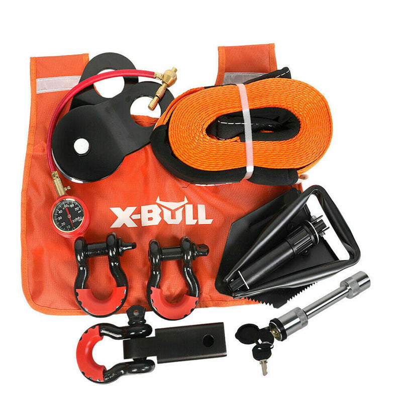 X Bull Vehicle Parts & Accessories X-BULL 11PC 4WD Winch Recovery Kit – Off Road Recovery Pack with Snatch Strap
