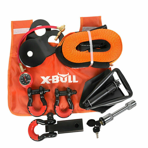 X Bull Vehicle Parts & Accessories X-BULL 11PC 4WD Winch Recovery Kit – Off Road Recovery Pack with Snatch Strap