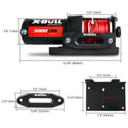X Bull Vehicle Parts & Accessories X-BULL Electric Winch 12V Wireless 3000lbs/1360kg Synthetic Rope BOAT ATV 4WD