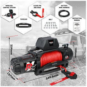 X Bull Vehicle Parts & Accessories X-BULL Electric Winch 13000LBS 12V Synthetic Rope 28M Wireless Offroad 4WD 4x4 Dual speed edition