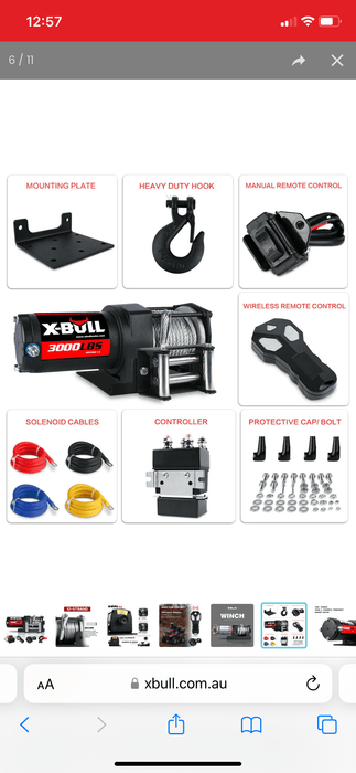 X Bull Vehicle Parts & Accessories X-BULL Electric Winch 3000lbs/1360kg Wireless 12V Steel Cable ATV 4WD BOAT 4X4