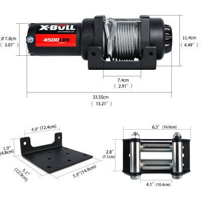 X Bull Vehicle Parts & Accessories X-BULL Electric Winch 4500LBS/2041KG Steel Cable Wireless Remote Boat ATV 4WD