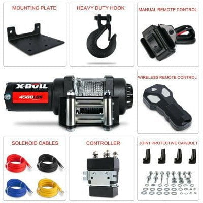 X Bull Vehicle Parts & Accessories X-BULL Electric Winch 4500LBS/2041KG Steel Cable Wireless Remote Boat ATV 4WD