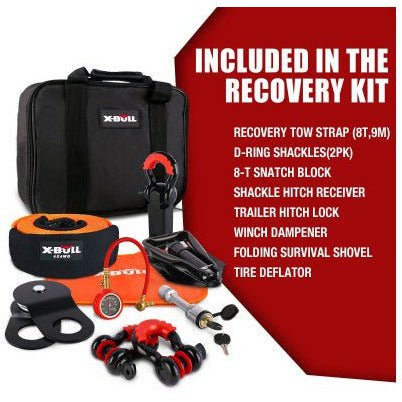 X Bull Vehicle Parts & Accessories X-BULL Winch Accessory Kit for Vehicle Recovery and Off-Road Adventures (13pc)