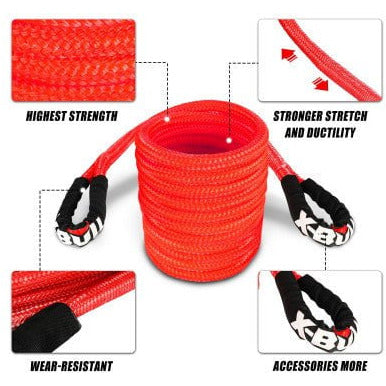 X Bull Vehicles & Parts X-BULL Kinetic Rope 22mm x 9m Snatch Strap Recovery Kit Dyneema Tow Winch